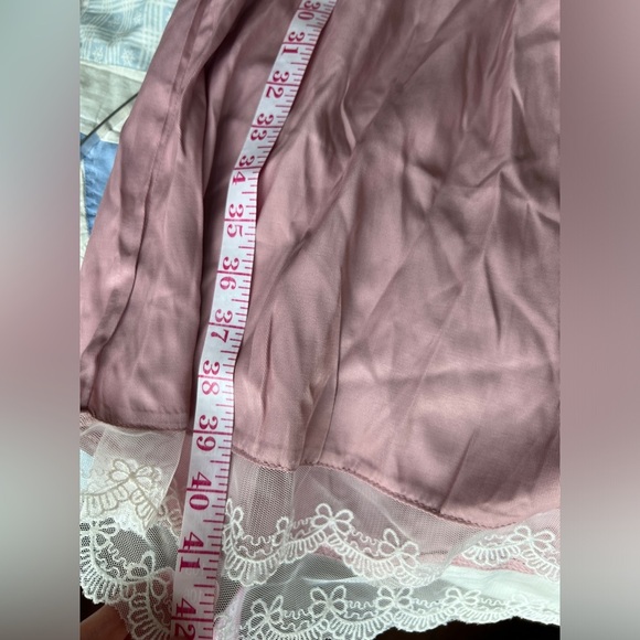 Pink White Lace Collar Coquette Girl Cottagecore Long Sleeve Nightgown Sleepwear - Picture 9 of 9